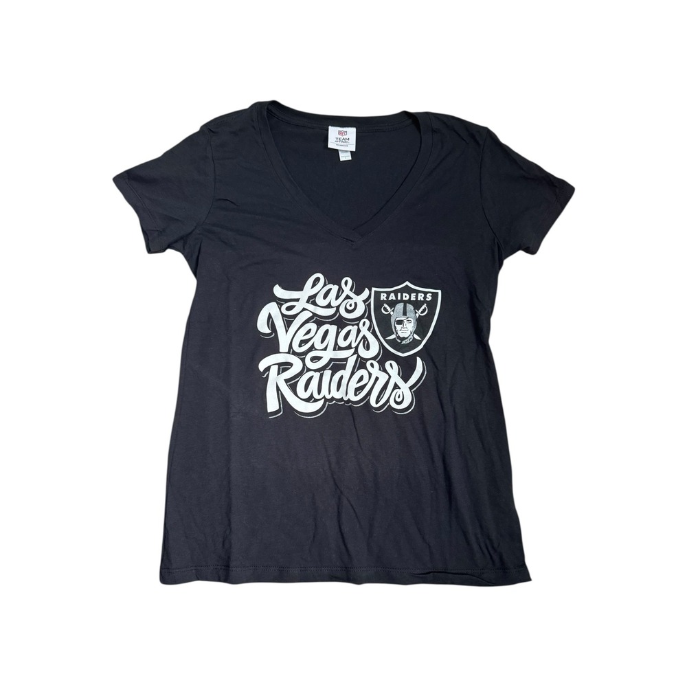 Las Vegas Raiders NFL Team Apparel Womens V Neck T Shirt Black Size Large L‎